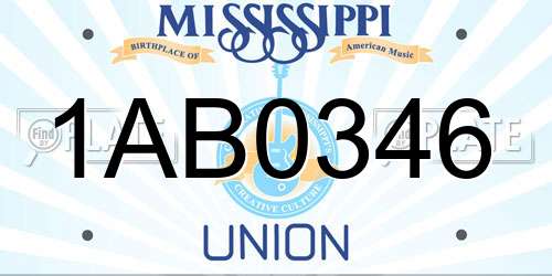 1AB0346 Mississippi License Plate