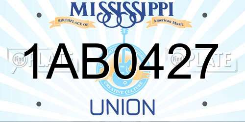 1AB0427 Mississippi License Plate