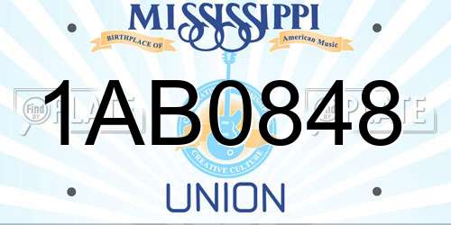 1AB0848 Mississippi License Plate