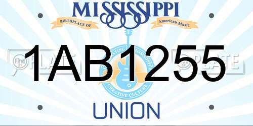 1AB1255 Mississippi License Plate