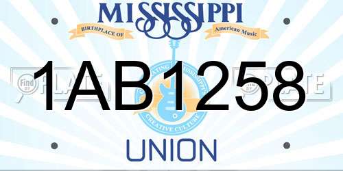 1AB1258 Mississippi License Plate
