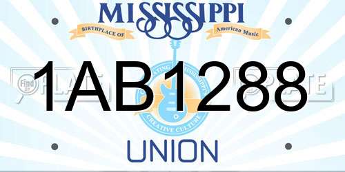 1AB1288 Mississippi License Plate
