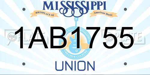 1AB1755 Mississippi License Plate