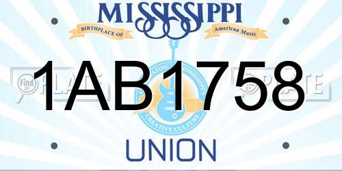 1AB1758 Mississippi License Plate