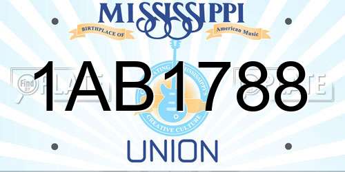 1AB1788 Mississippi License Plate