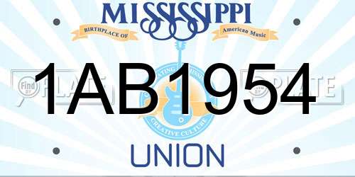 1AB1954 Mississippi License Plate