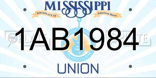 1AB1984 Mississippi License Plate