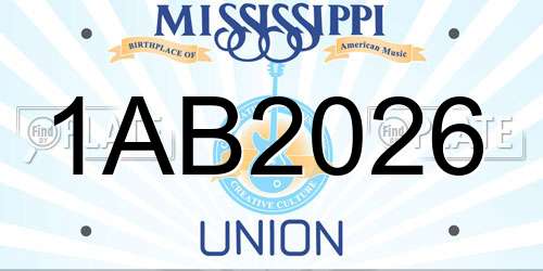 1AB2026 Mississippi License Plate