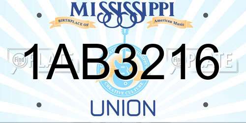 1AB3216 Mississippi License Plate