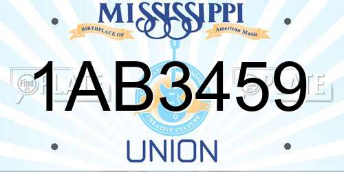 1AB3459 Mississippi License Plate