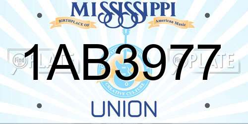 1AB3977 Mississippi License Plate