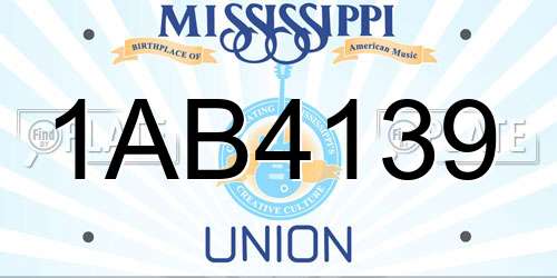 1AB4139 Mississippi License Plate