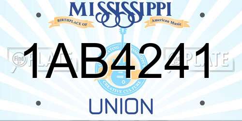 1AB4241 Mississippi License Plate