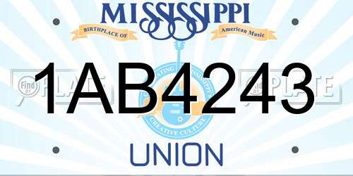 1AB4243 Mississippi License Plate