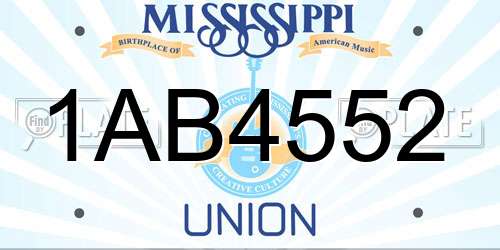1AB4552 Mississippi License Plate