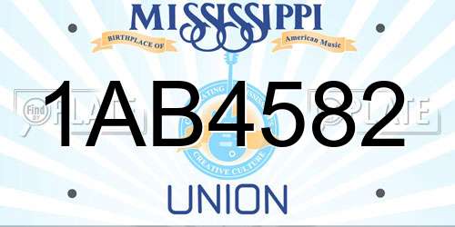 1AB4582 Mississippi License Plate