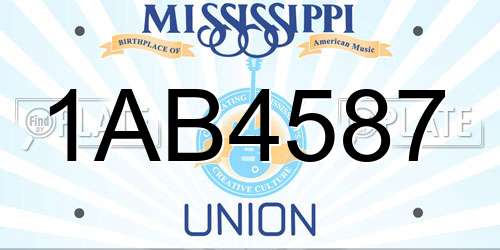 1AB4587 Mississippi License Plate