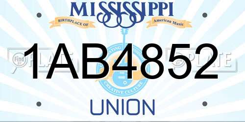 1AB4852 Mississippi License Plate