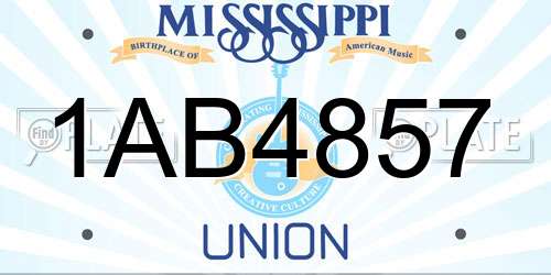 1AB4857 Mississippi License Plate