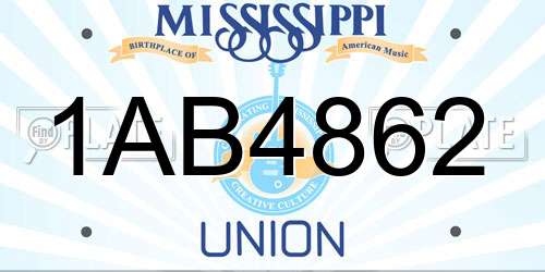 1AB4862 Mississippi License Plate