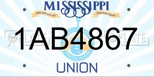 1AB4867 Mississippi License Plate