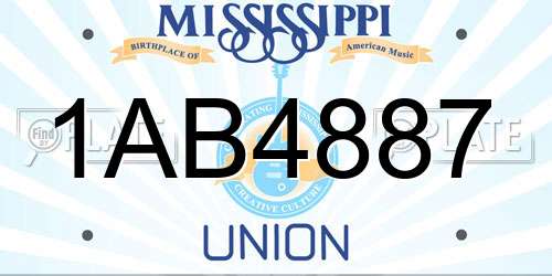 1AB4887 Mississippi License Plate
