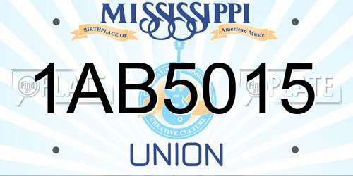 1AB5015 Mississippi License Plate