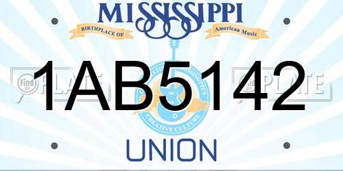 1AB5142 Mississippi License Plate