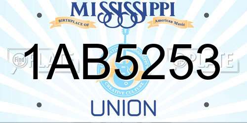 1AB5253 Mississippi License Plate