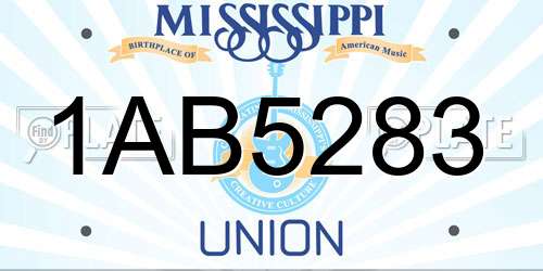 1AB5283 Mississippi License Plate