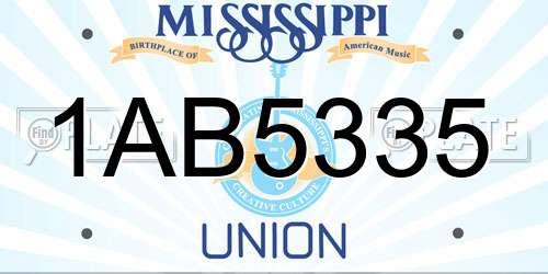 1AB5335 Mississippi License Plate
