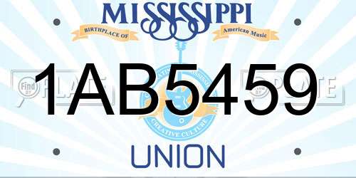 1AB5459 Mississippi License Plate