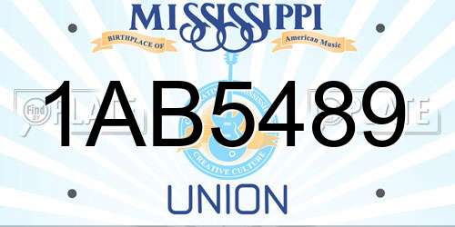 1AB5489 Mississippi License Plate