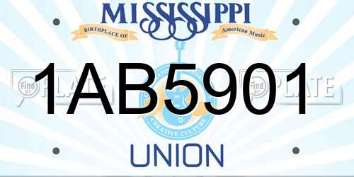 1AB5901 Mississippi License Plate
