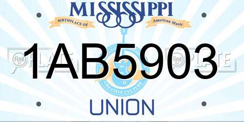1AB5903 Mississippi License Plate