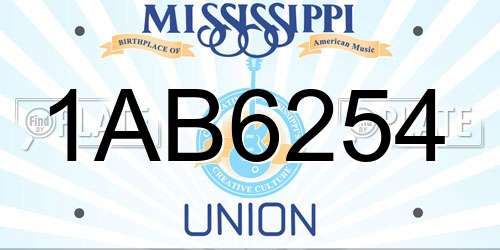 1AB6254 Mississippi License Plate