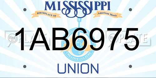 1AB6975 Mississippi License Plate