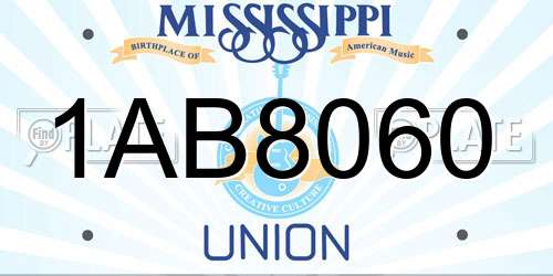 1AB8060 Mississippi License Plate