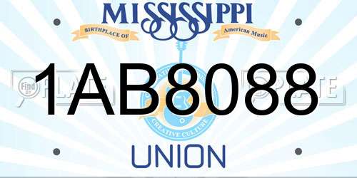 1AB8088 Mississippi License Plate