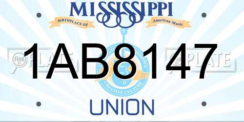 1AB8147 Mississippi License Plate