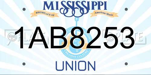 1AB8253 Mississippi License Plate