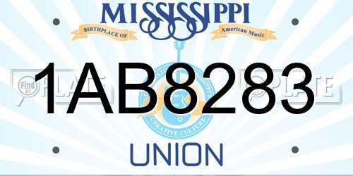 1AB8283 Mississippi License Plate