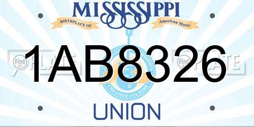 1AB8326 Mississippi License Plate