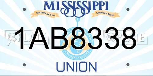 1AB8338 Mississippi License Plate