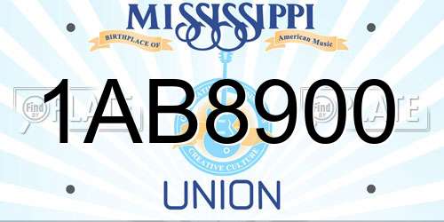 1AB8900 Mississippi License Plate