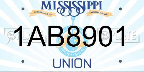 1AB8901 Mississippi License Plate