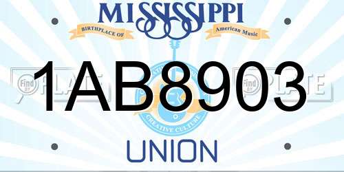 1AB8903 Mississippi License Plate
