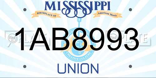 1AB8993 Mississippi License Plate