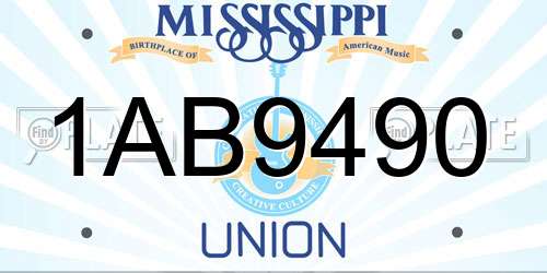1AB9490 Mississippi License Plate