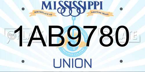 1AB9780 Mississippi License Plate